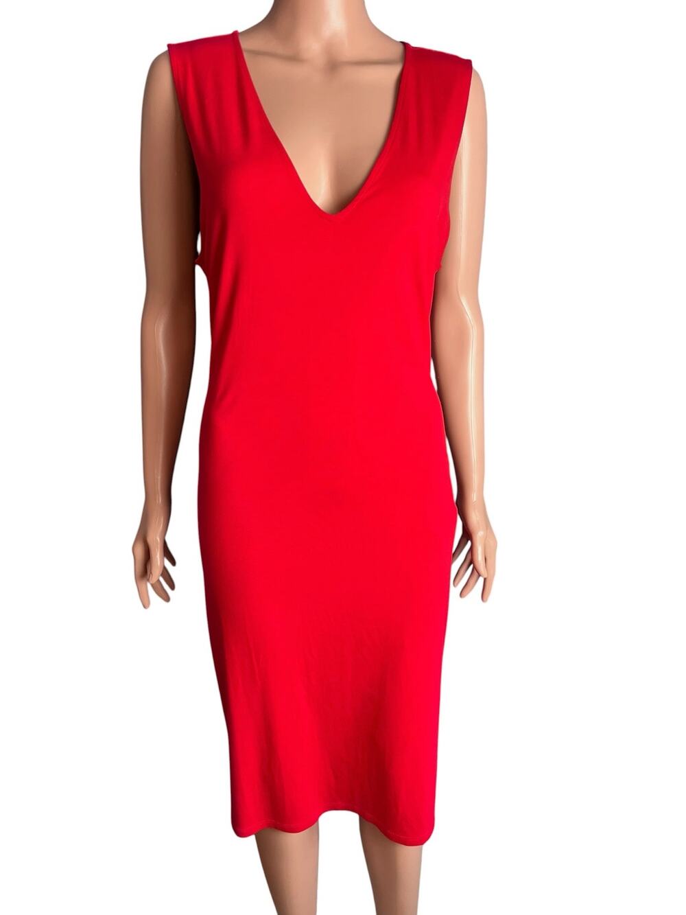 Lauren Ralph Lauren Red Knit Midi Dress XL Preppy Coquette Stretchy
